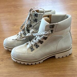 Crown Vintage Cream Combat Boots